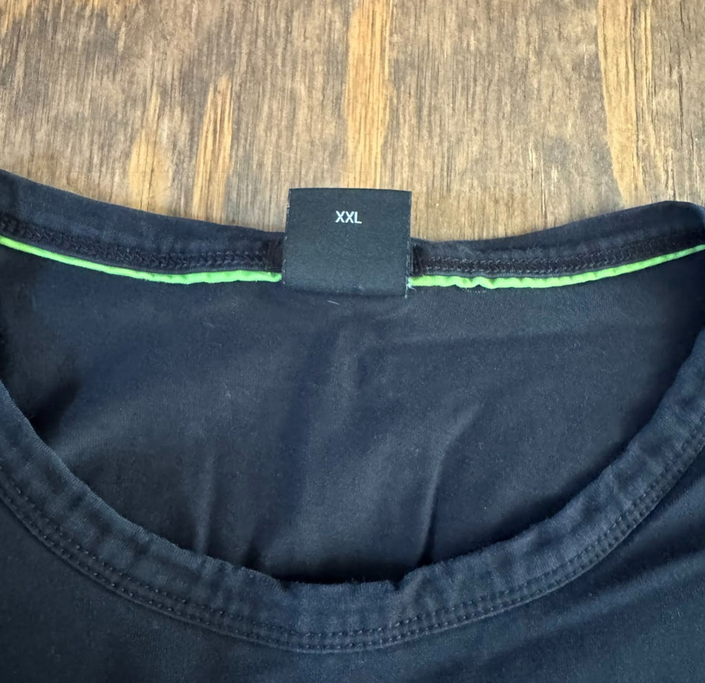 Hugo Boss Graphic T Shirt Men's XXL Black Orange Green Wave Regular Fit