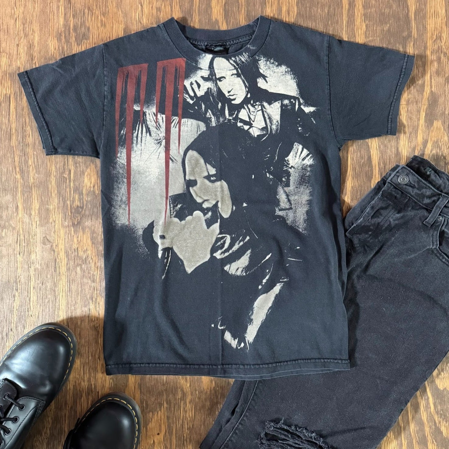 Vintage 2000s Marilyn Manson Double Sided Tee S Y2K Goth Industrial Band Shirt