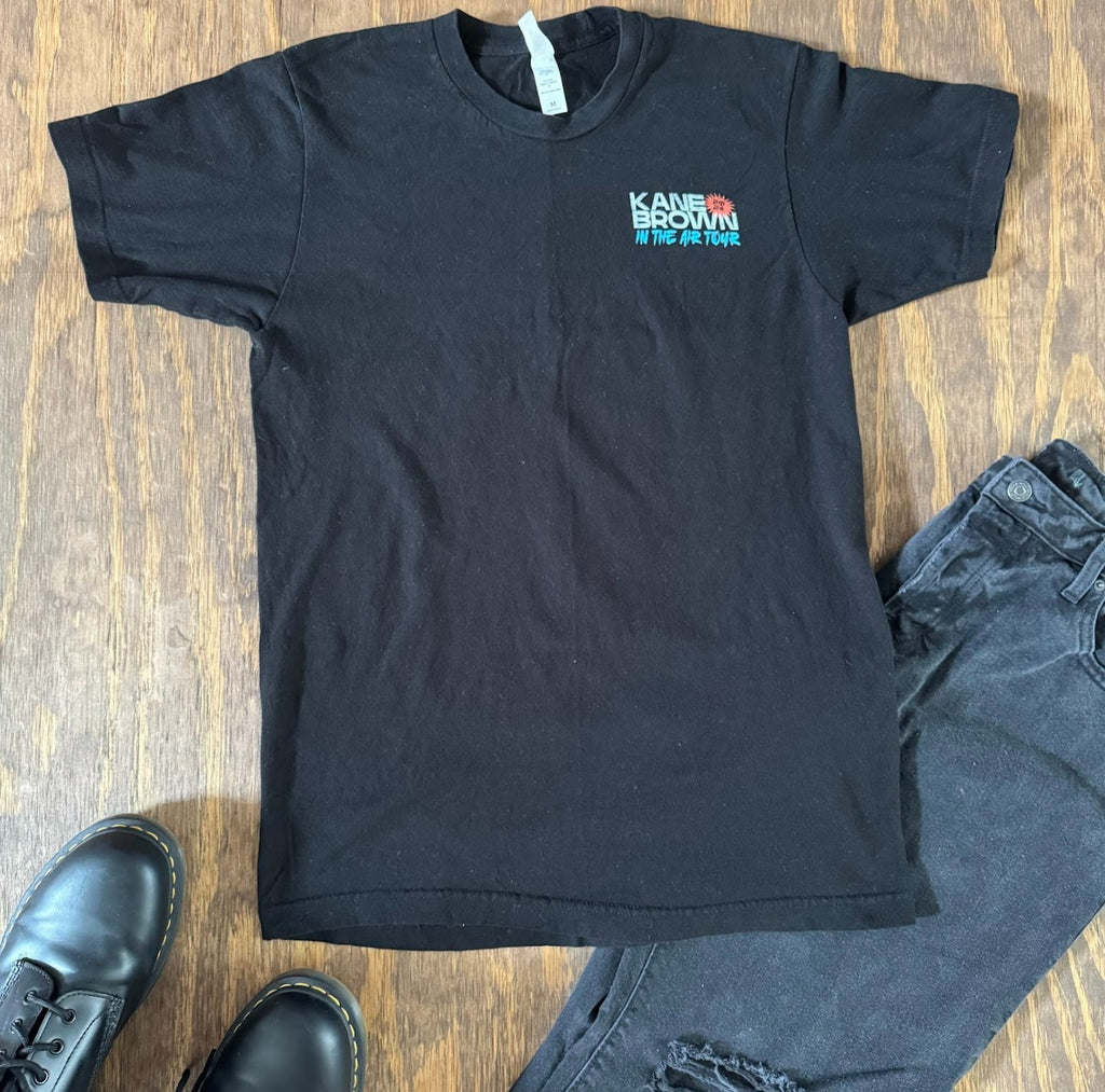 Kane Brown In The Air Tour 2024 Tee Size M Black Double Sided Concert Shirt