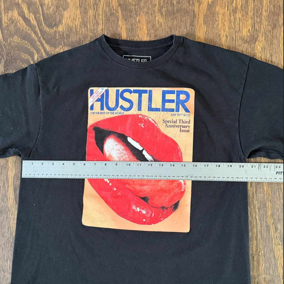 Hustler Magazine Graphic T Shirt Large Black 1977 Cover Lips Tee Adult Novelty