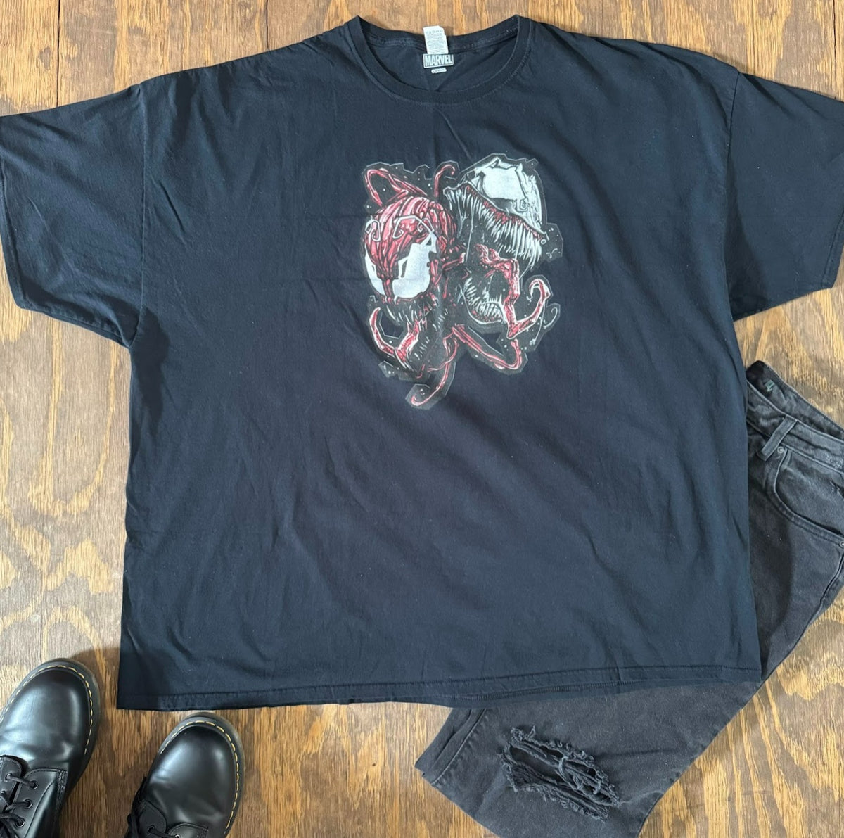 Marvel Venom Carnage Graphic T Shirt Men's 5XL Black Symbiote Comic Tee