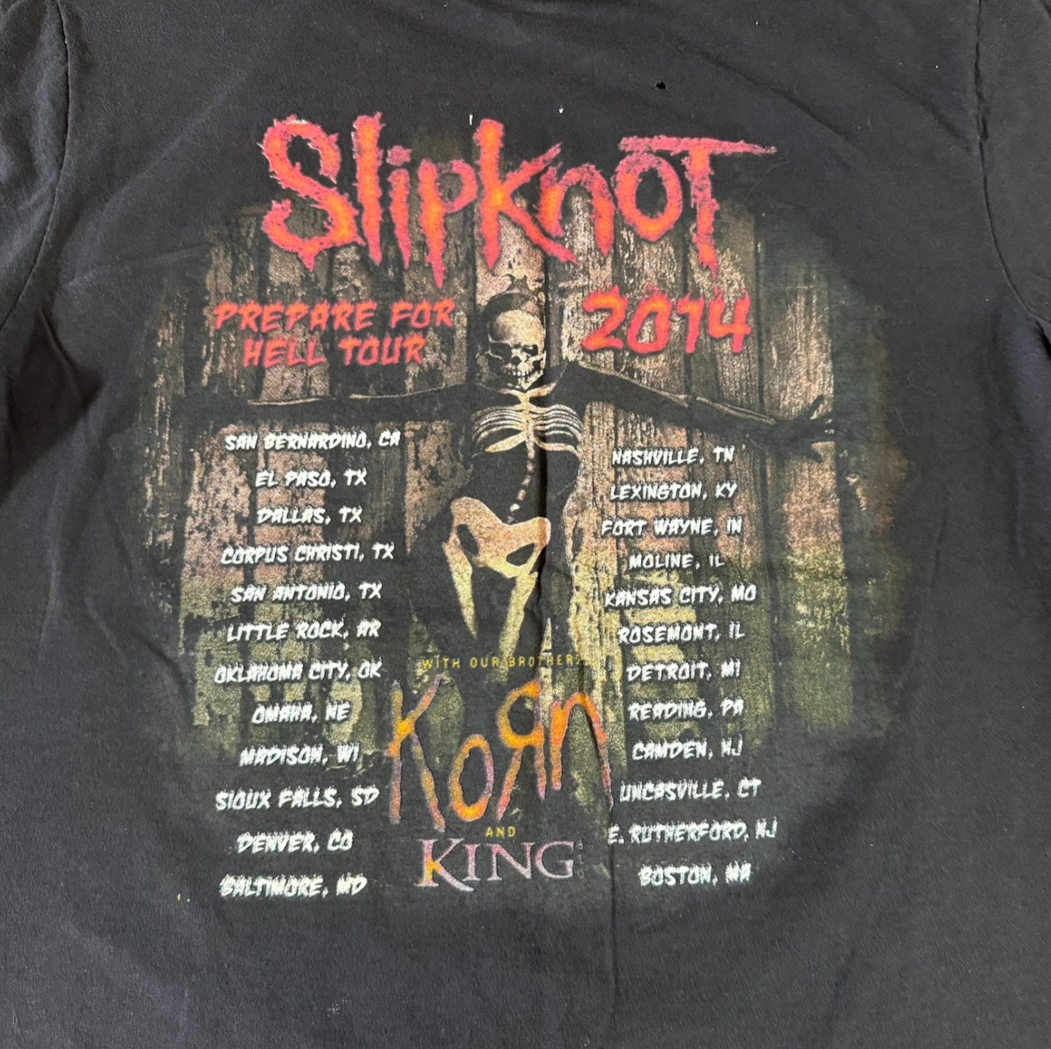Slipknot Korn 2014 Prepare for Hell Tour Tee L Delta Double Sided Concert Shirt