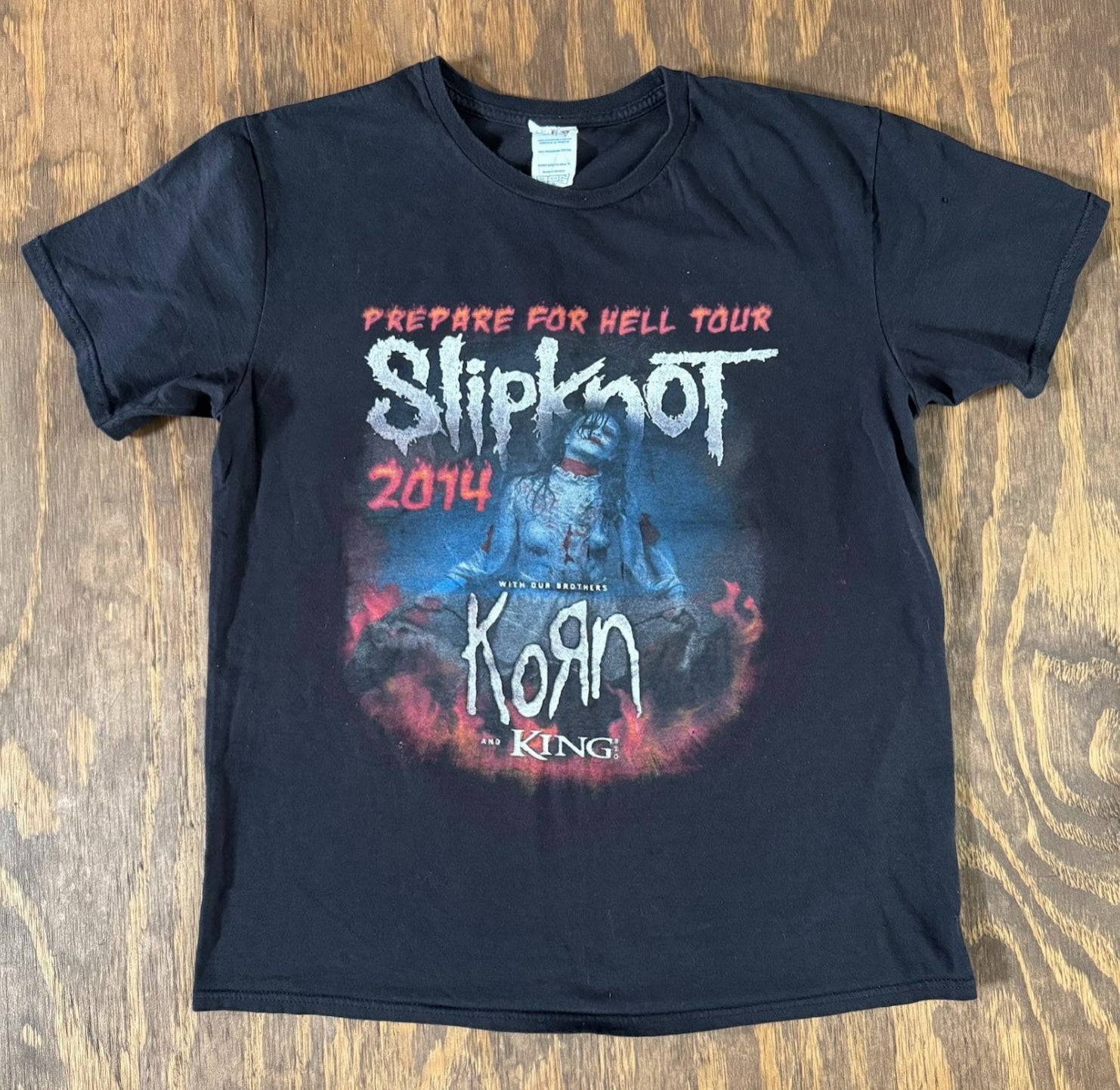 Slipknot Korn 2014 Prepare for Hell Tour Tee L Delta Double Sided Concert Shirt