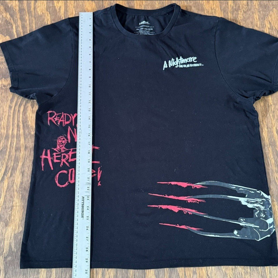 A Nightmare on Elm Street Freddy Krueger Graphic Tee 2XL Black Horror Movie Tee