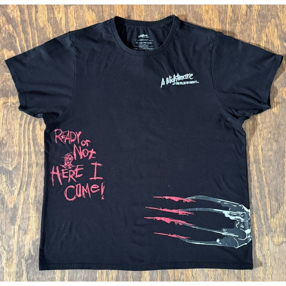 A Nightmare on Elm Street Freddy Krueger Graphic Tee 2XL Black Horror Movie Tee