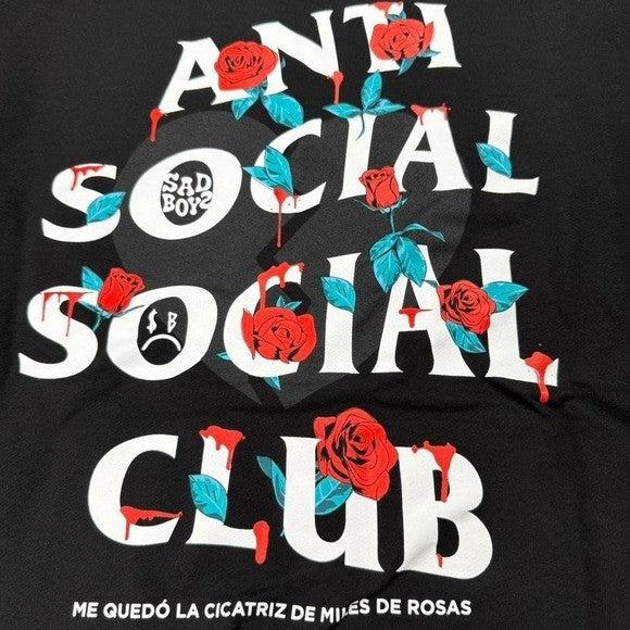 Anti Social Social Club x Sadboyz Roses‎ Hoodie Black Size L NWT