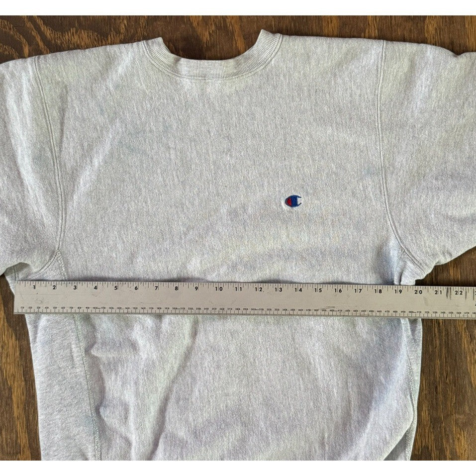 Vintage Champion Reverse Weave Crewneck Sweatshirt Gray Embroidered C Distressed