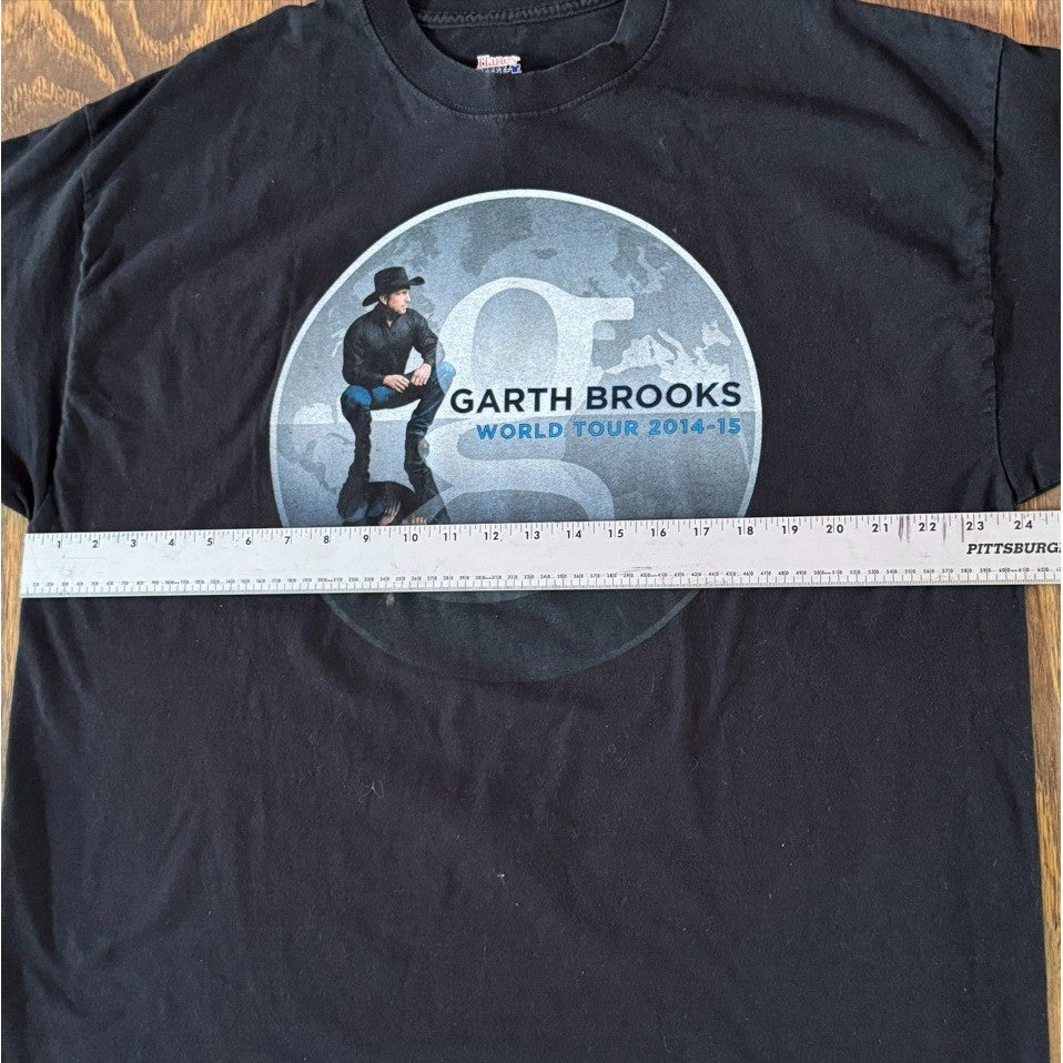 Garth Brooks World Tour 2014-15 Tee 2XL Black Country Music Concert Shirt