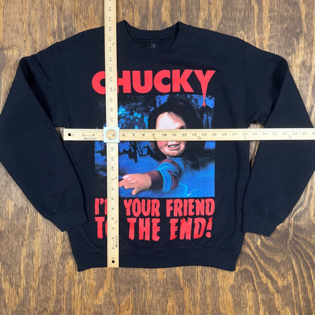 Chucky Crewneck Sweatshirt Small Horror Movie Graphic I'm Your Friend To The End