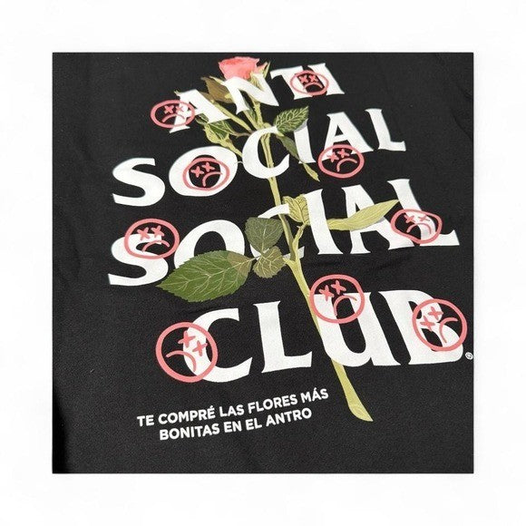 Anti Social‎ Social Club Sadboyz Hoodie L Black Pink Rose Graphic Streetwear Emo