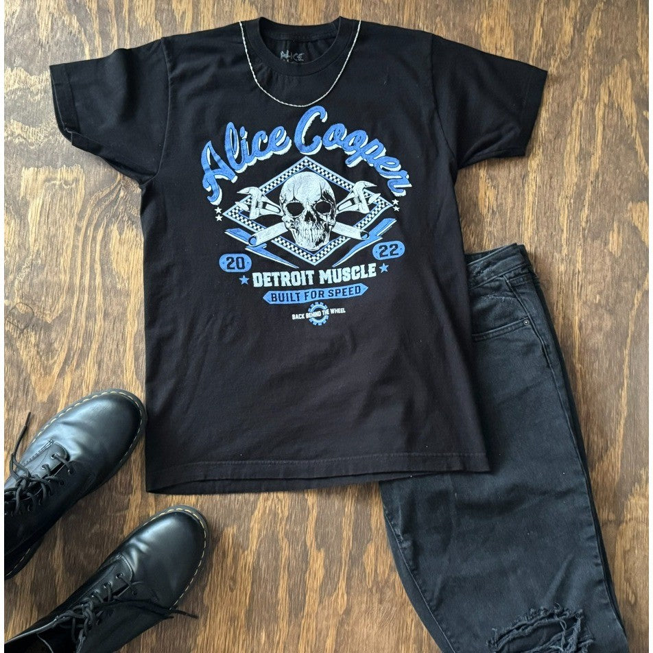 Alice Cooper Tour Shirt Men Medium Black 2022 Detroit Muscle Built For Speed Tee