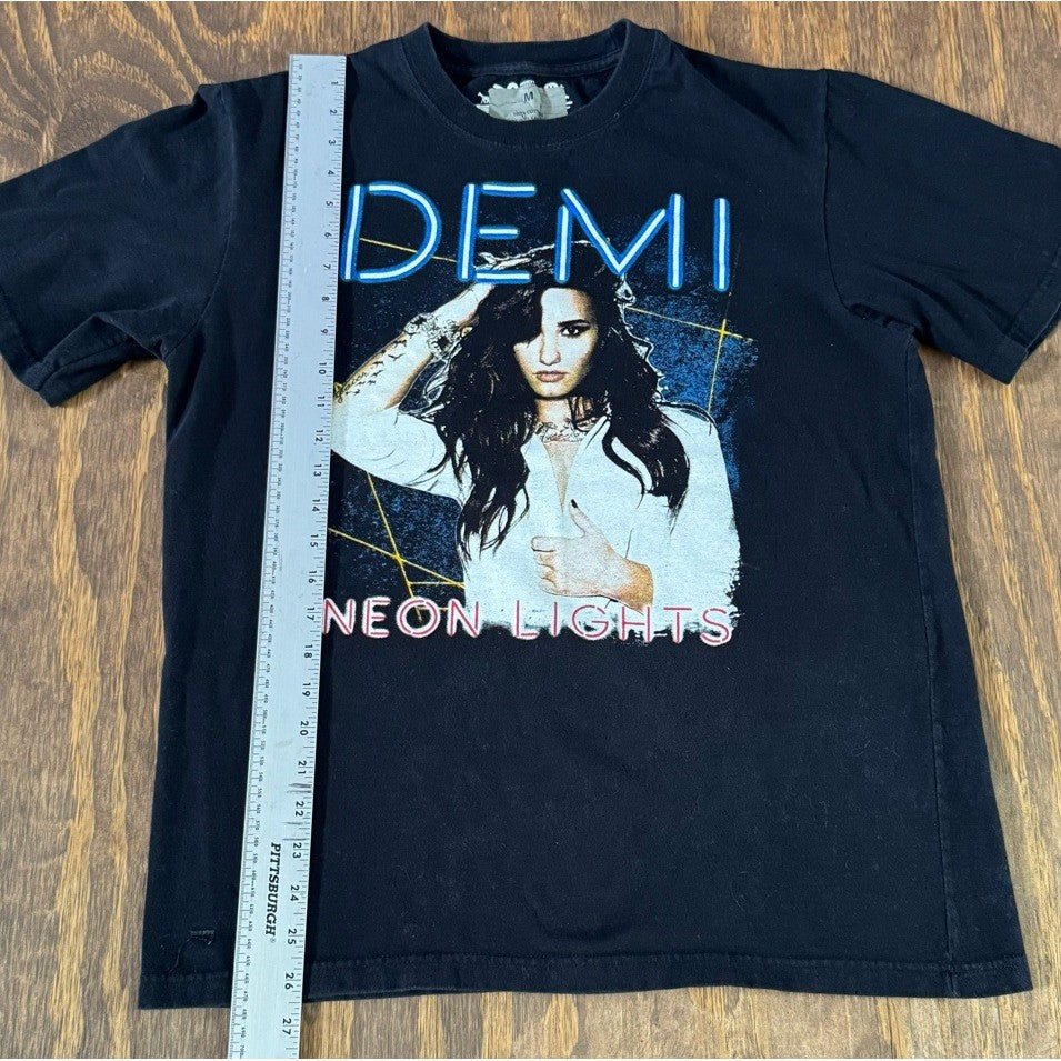 Demi Lovato Neon Lights Tour 2014 Black Graphic Tee