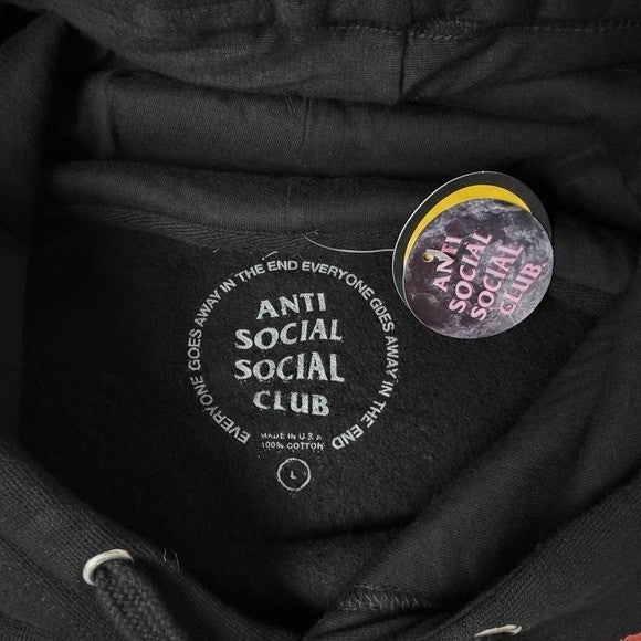 Anti Social‎ Social Club Sadboyz Hoodie L Black Pink Rose Graphic Streetwear Emo