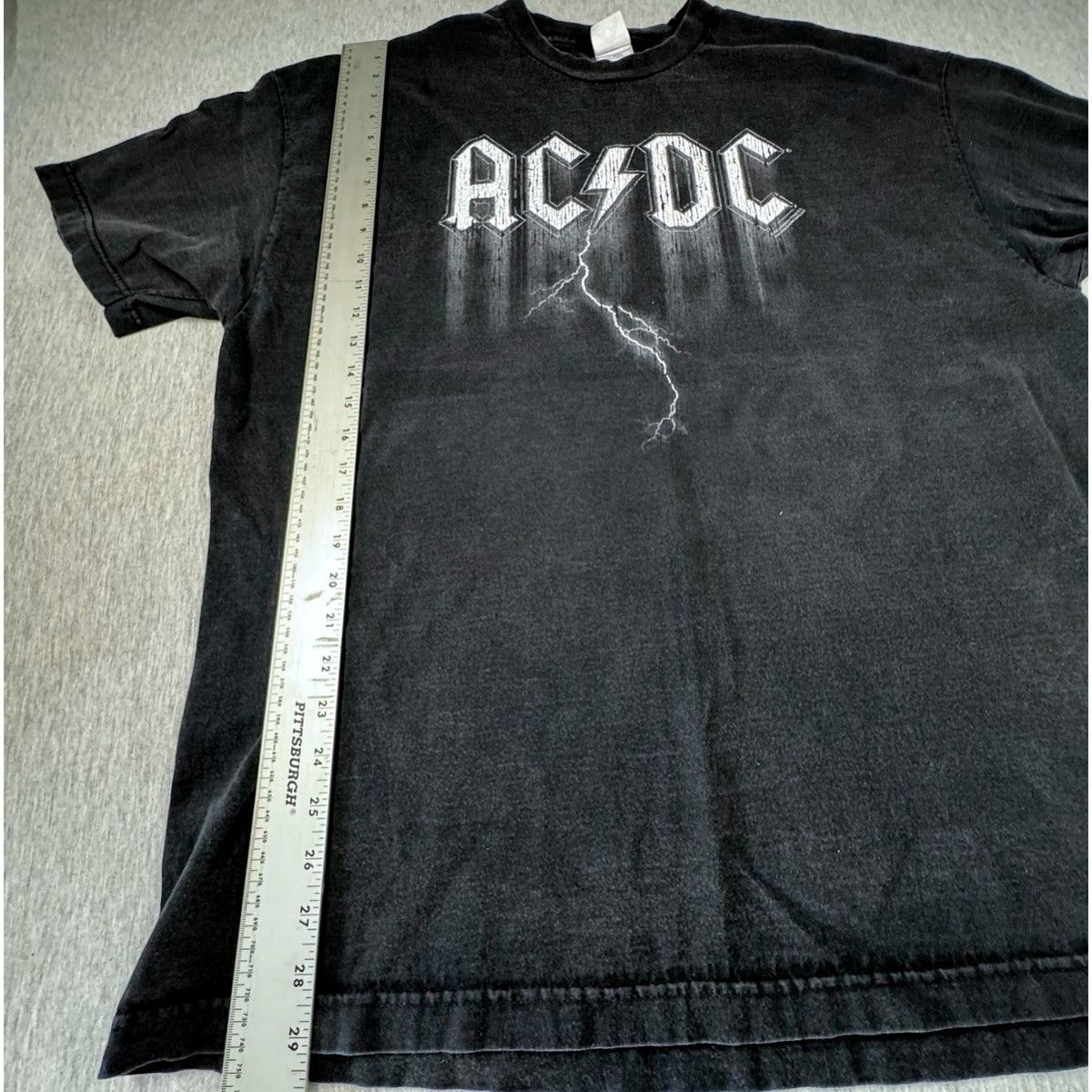ACDC Lightning Logo‎ T Shirt 2XL Black Faded Rock Band Tee Alstyle