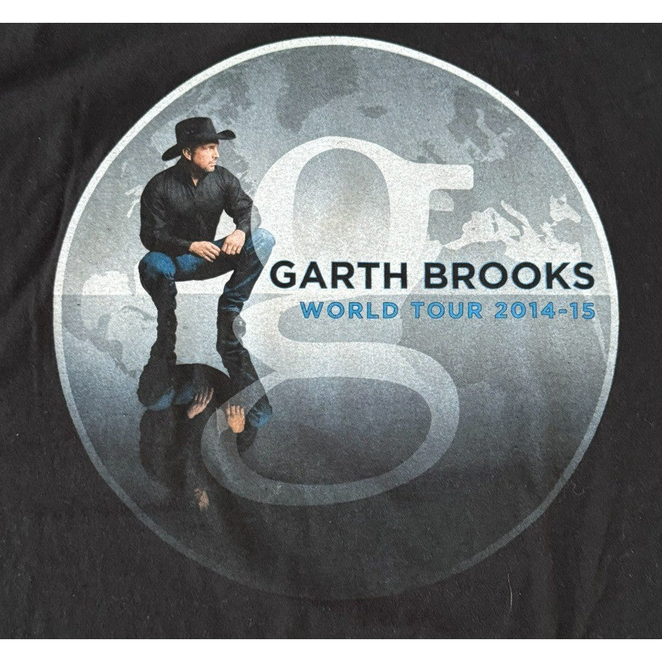 Garth Brooks World Tour 2014-15 Tee 2XL Black Country Music Concert Shirt