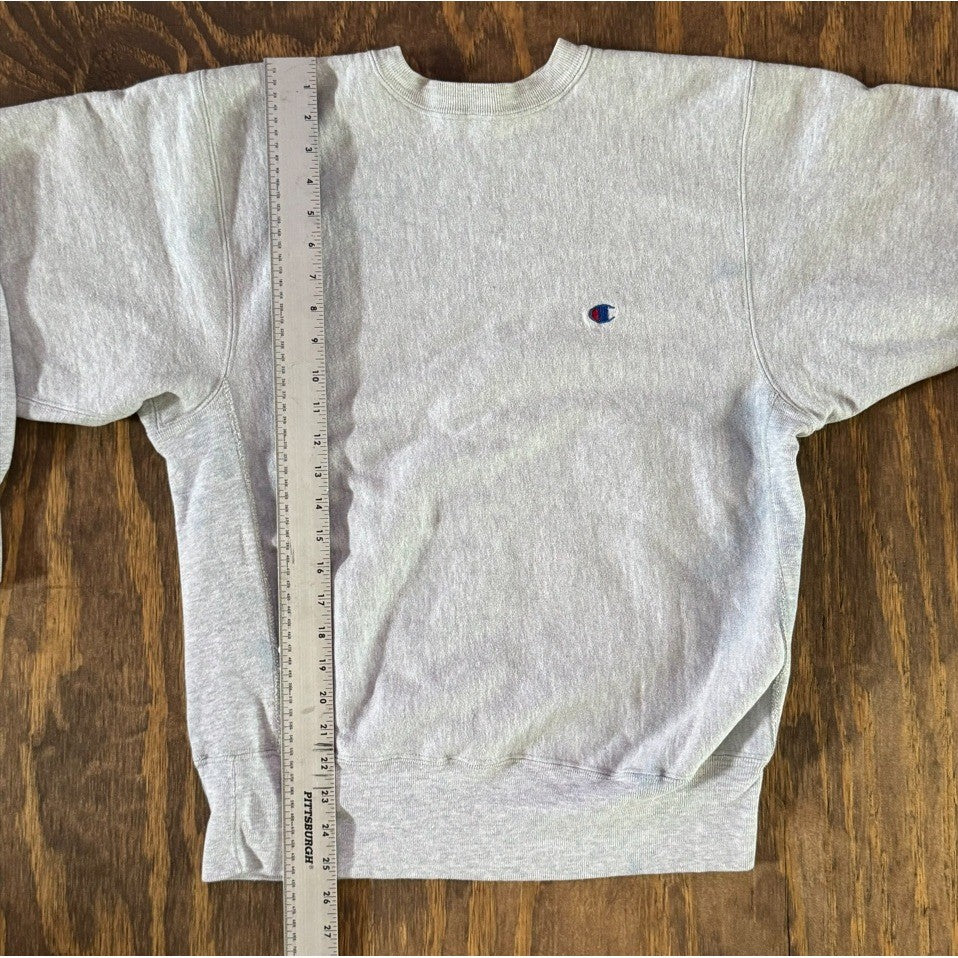 Vintage Champion Reverse Weave Crewneck Sweatshirt Gray Embroidered C Distressed