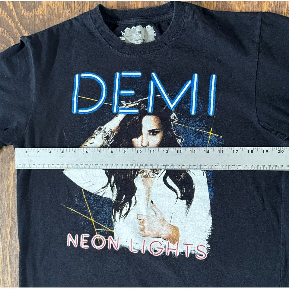 Demi Lovato Neon Lights Tour 2014 Black Graphic Tee