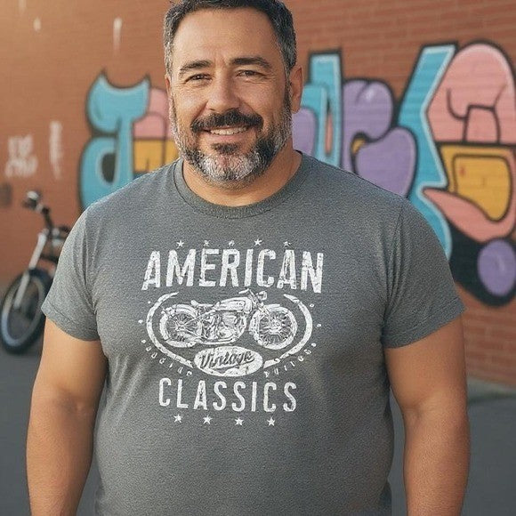 American Classics Motorcycle Graphic T‎ Shirt Grey
