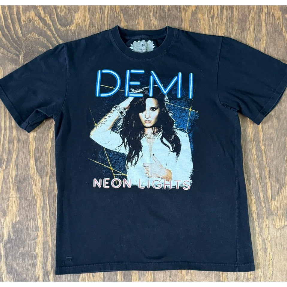 Demi Lovato Neon Lights Tour 2014 Black Graphic Tee