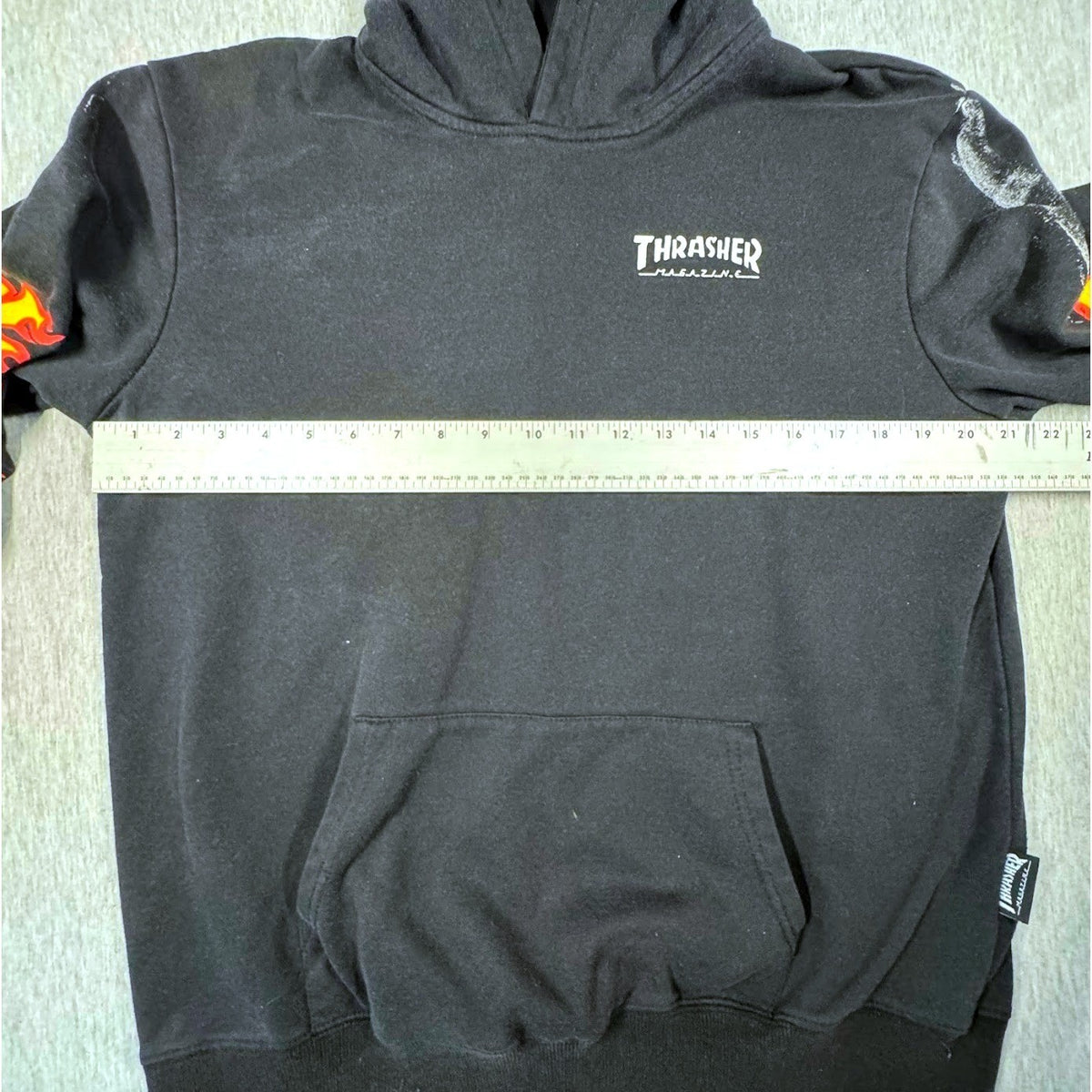 Thrasher Magazine Flame Sleeve Hoodie Black Red Yellow Skate Streetwear