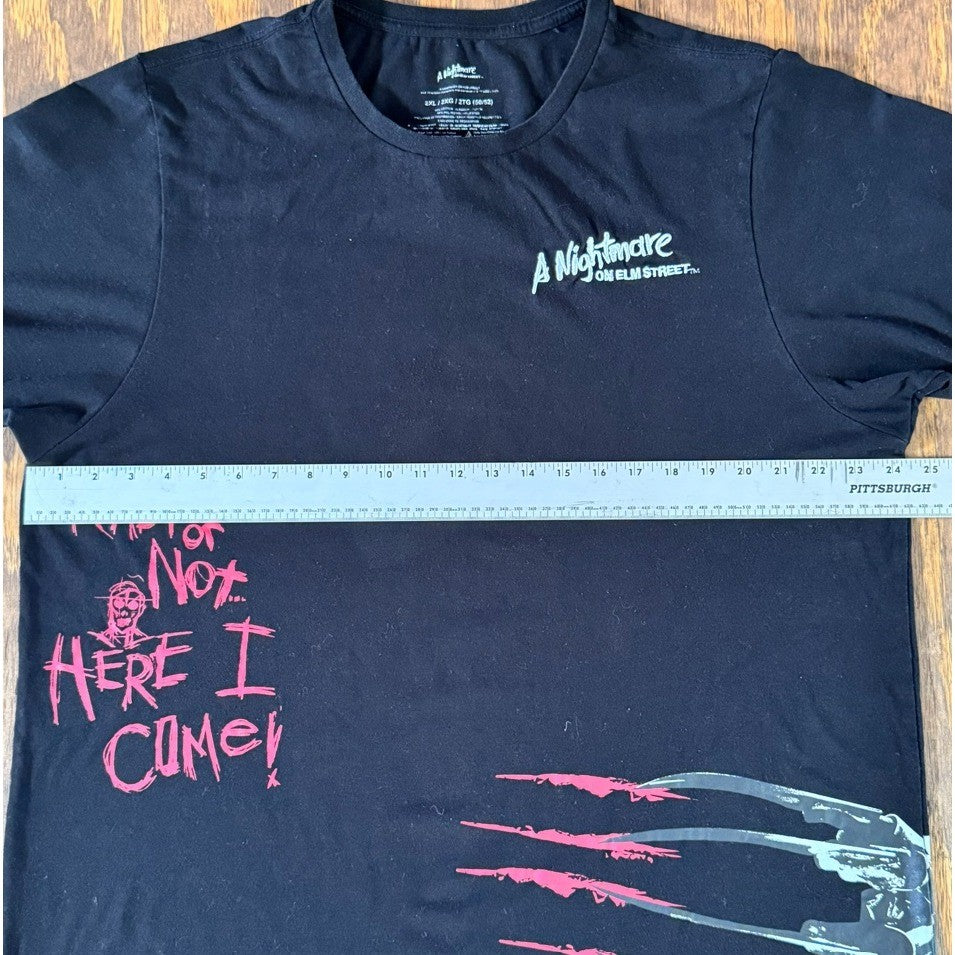 A Nightmare on Elm Street Freddy Krueger Graphic Tee 2XL Black Horror Movie Tee