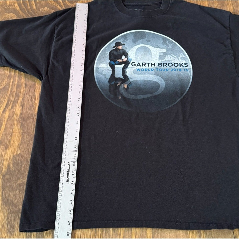Garth Brooks World Tour 2014-15 Tee 2XL Black Country Music Concert Shirt