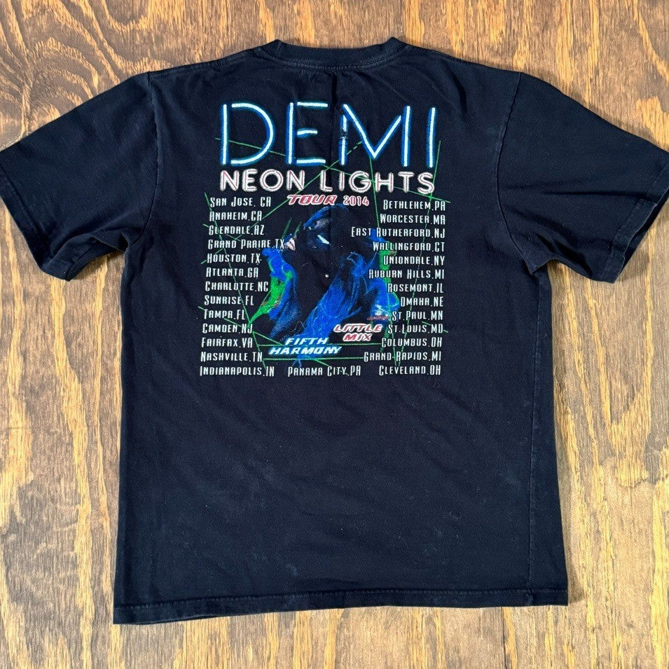 Demi Lovato Neon Lights Tour 2014 Black Graphic Tee