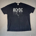 ACDC Lightning Logo‎ T Shirt 2XL Black Faded Rock Band Tee Alstyle