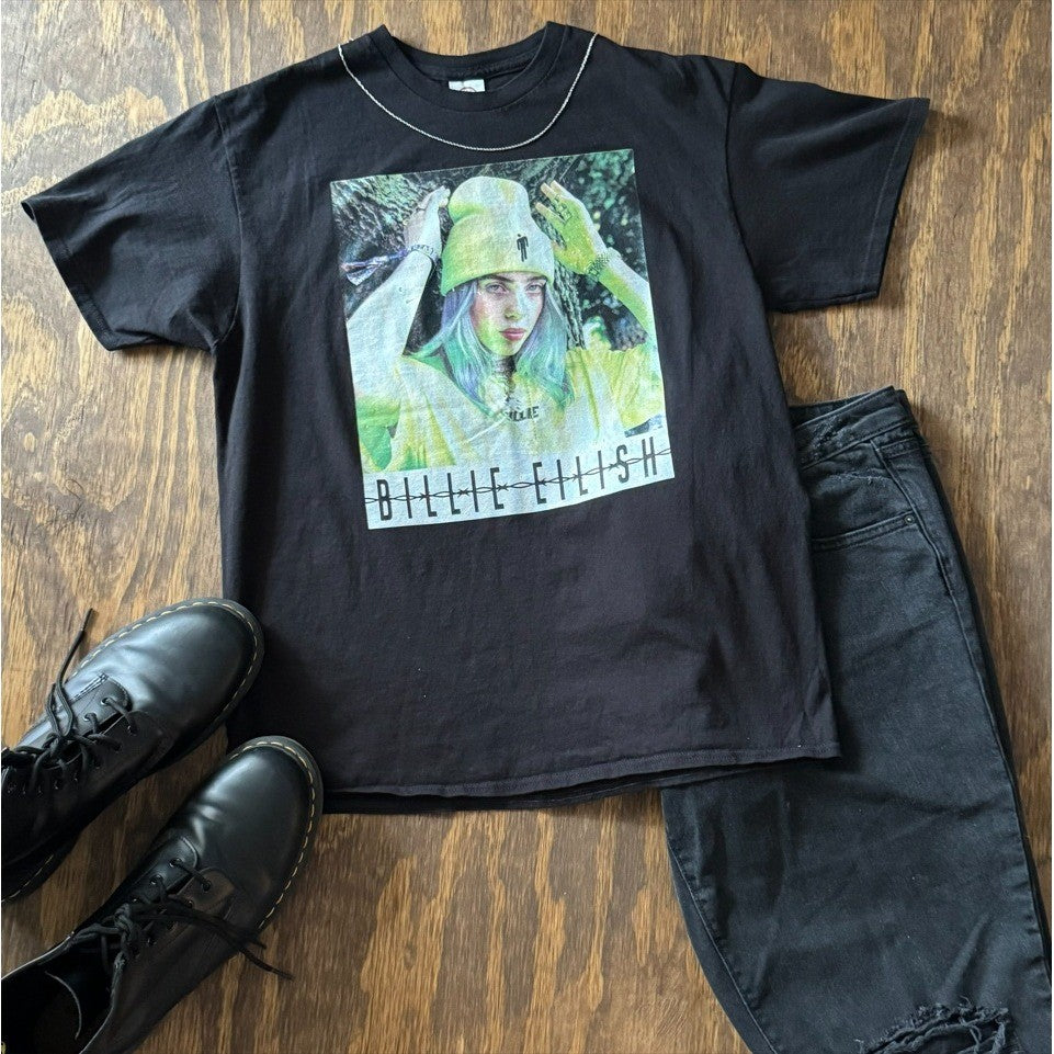 Billie Eilish Shirt Large Black Graphic Tee Delta Pro Weight Music Pop Alt