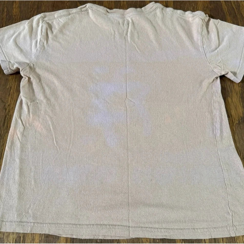 Report Rolling Stones 1975 US Tour Graphic Tee XS Faded Beige Distressed Band Shirt