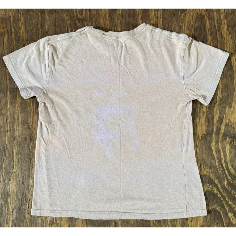 Report Rolling Stones 1975 US Tour Graphic Tee XS Faded Beige Distressed Band Shirt