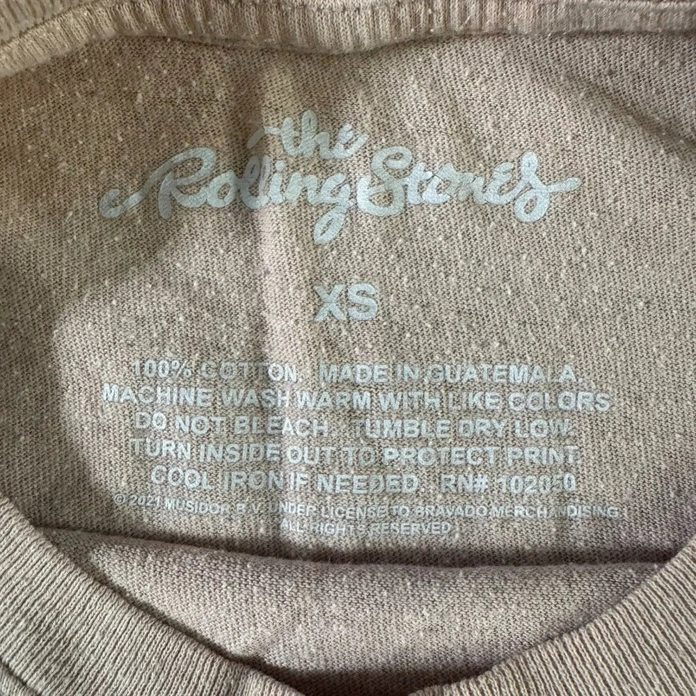 Report Rolling Stones 1975 US Tour Graphic Tee XS Faded Beige Distressed Band Shirt