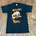 Report Vintage 2005 AC/DC TNT Angus Young Band Tee Shirt Small Black Rock Graphic