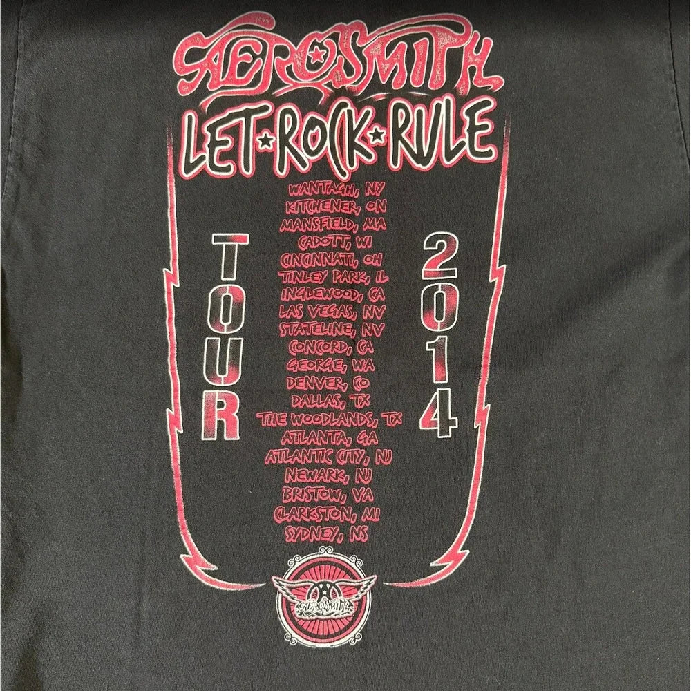 Aerosmith Let Rock Rule 2014 Tour T Shirt L Black Double Sided Rock Band Tee