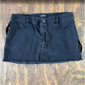 Widow Black Denim Micro Mini Skirt S Pentagram Button Raw Hem Goth Grunge