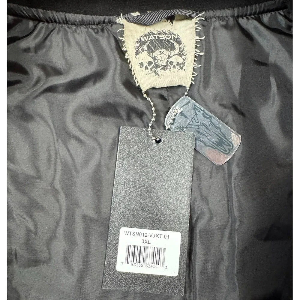 NWT Watson Hearts Varsity Jacket 3XL Black Embroidered Faux Leather Gothic