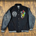 NWT Watson Hearts Varsity Jacket 3XL Black Embroidered Faux Leather Gothic