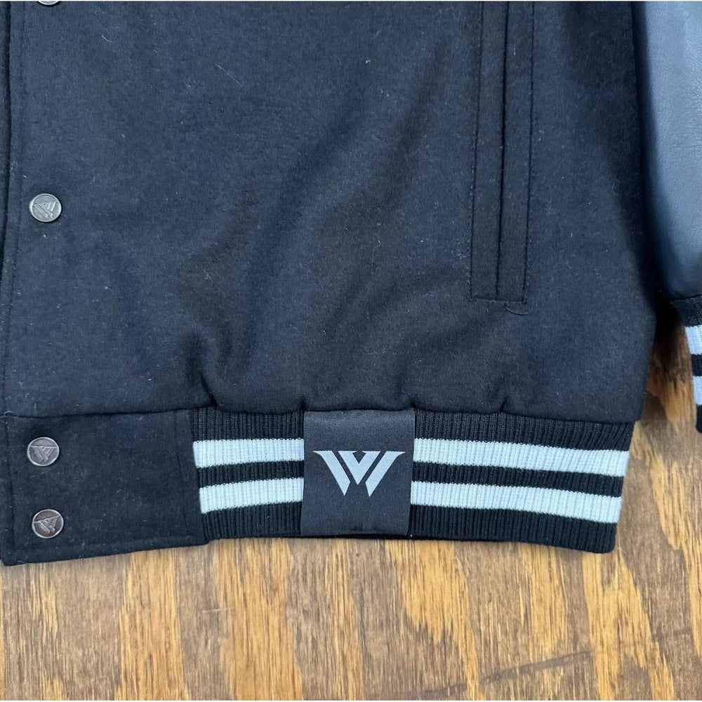 NWT Watson Hearts Varsity Jacket 3XL Black Embroidered Faux Leather Gothic
