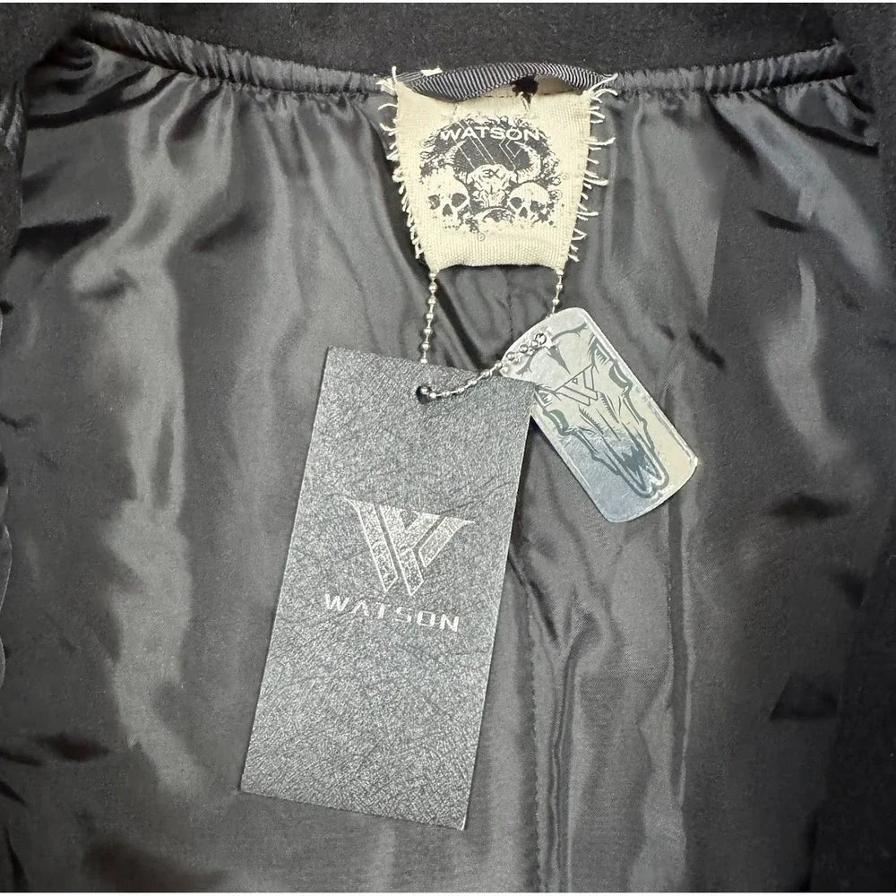 NWT Watson Hearts Varsity Jacket 3XL Black Embroidered Faux Leather Gothic