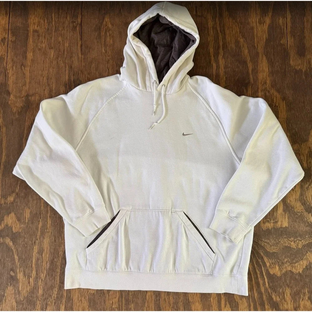 White Nike Hoodie contrast hood/pocket emroidered