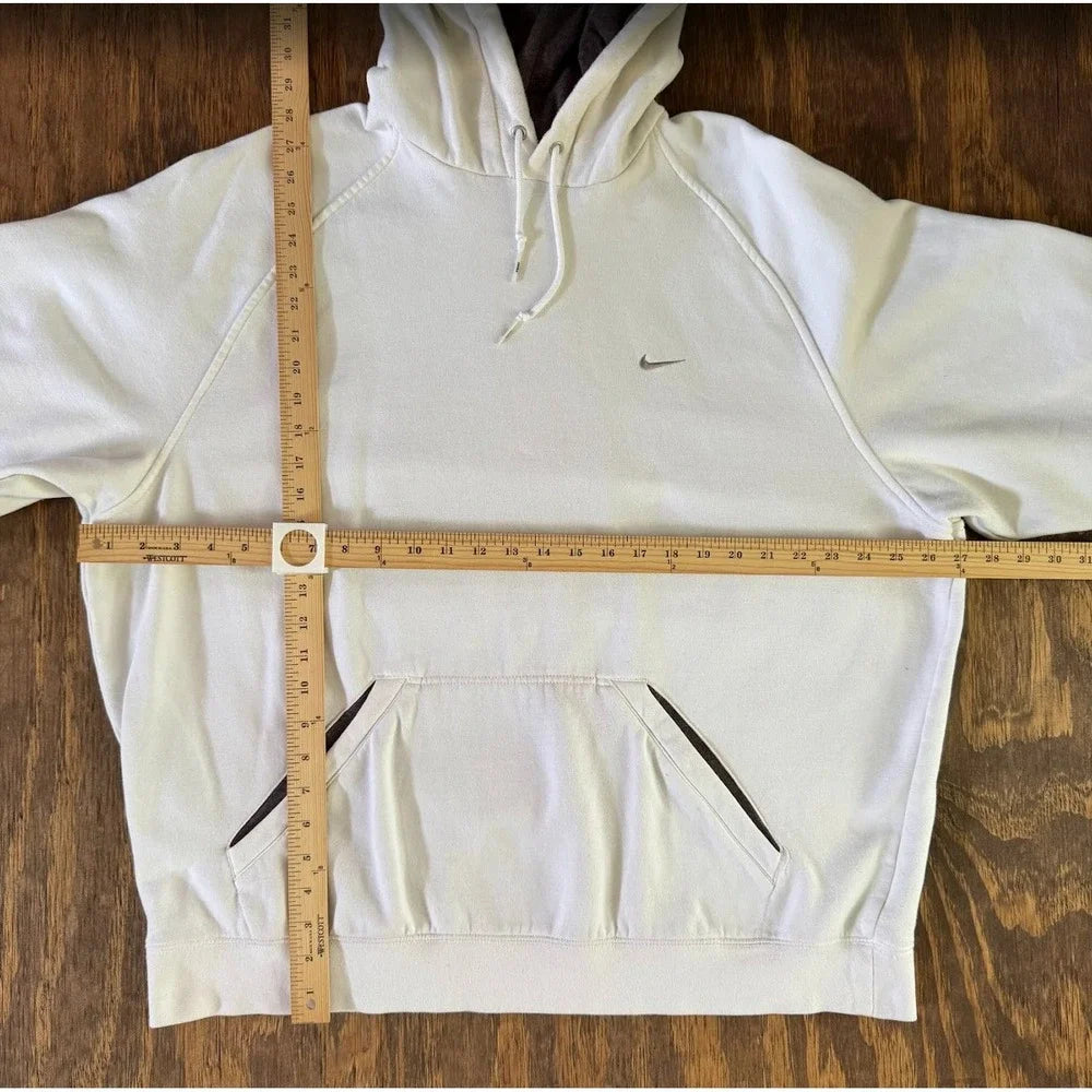 White Nike Hoodie contrast hood/pocket emroidered