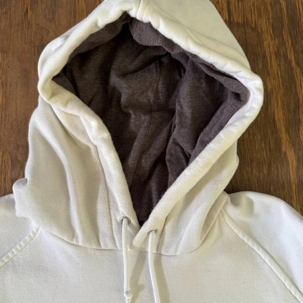 White Nike Hoodie contrast hood/pocket emroidered